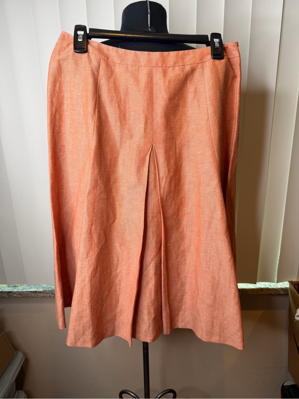 Lafayette 148 New York terracota orange linen flare A line skirt size 6
